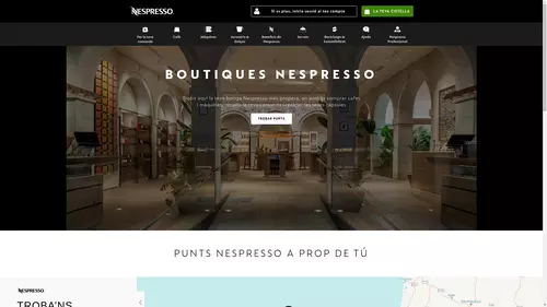 Página principal de la web de boutiques de Nespresso.