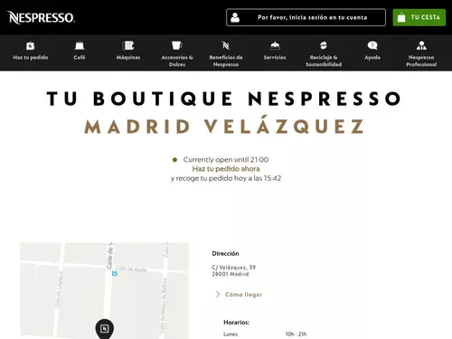 Details of the boutique on Velazquez Street in Madrid.