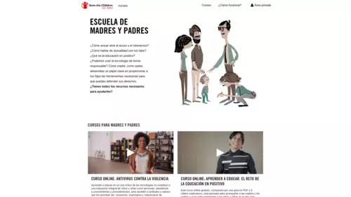 "Escuela" page on a desktop viewport
