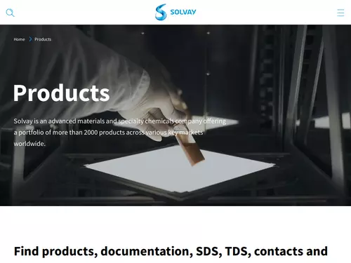 "Products" page in solvay.com