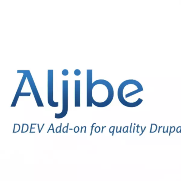 Aljibe logo with the caption "DDEV Add-on for quality Drupal projects"