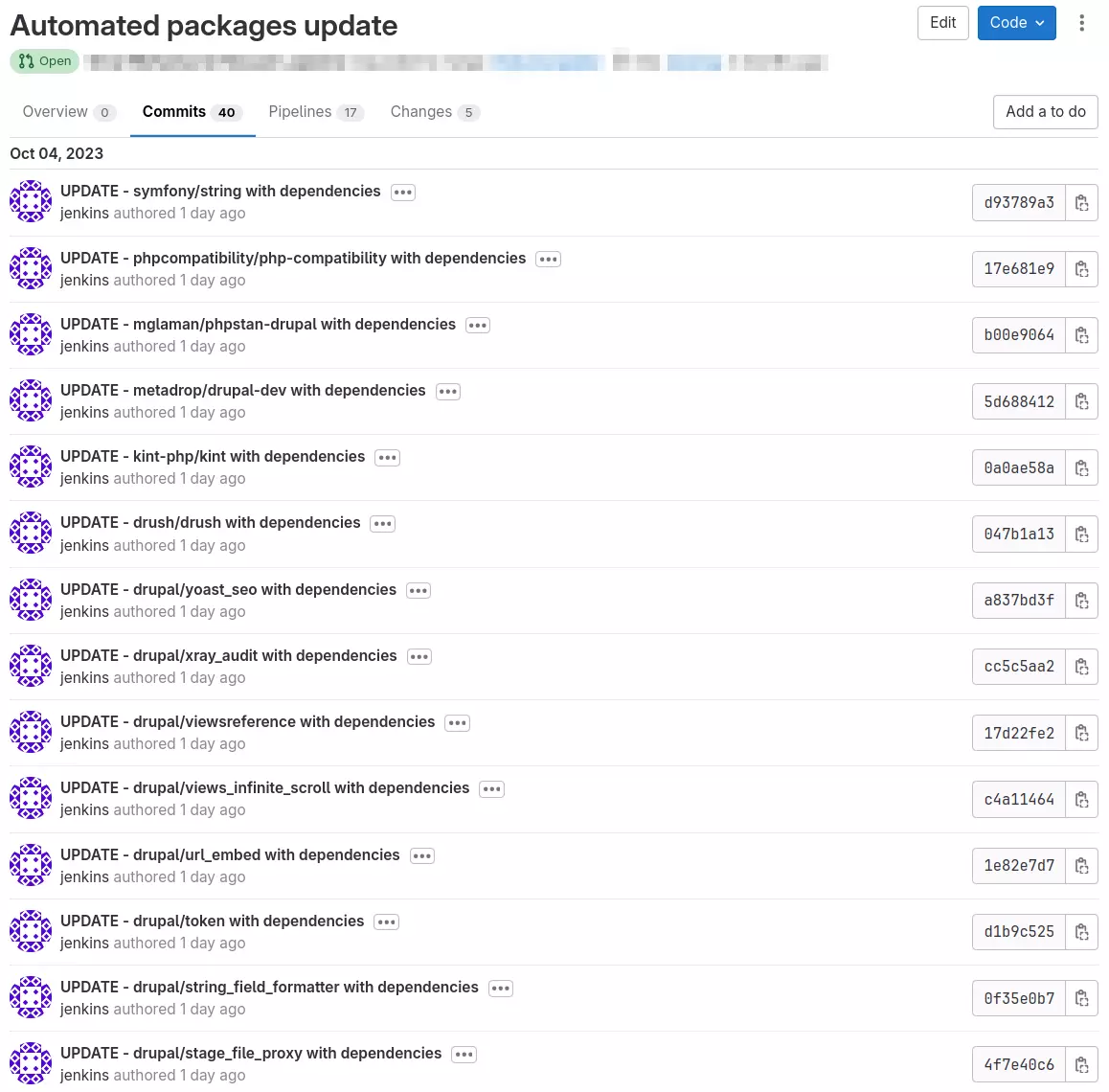 Drupal Updater - Commits