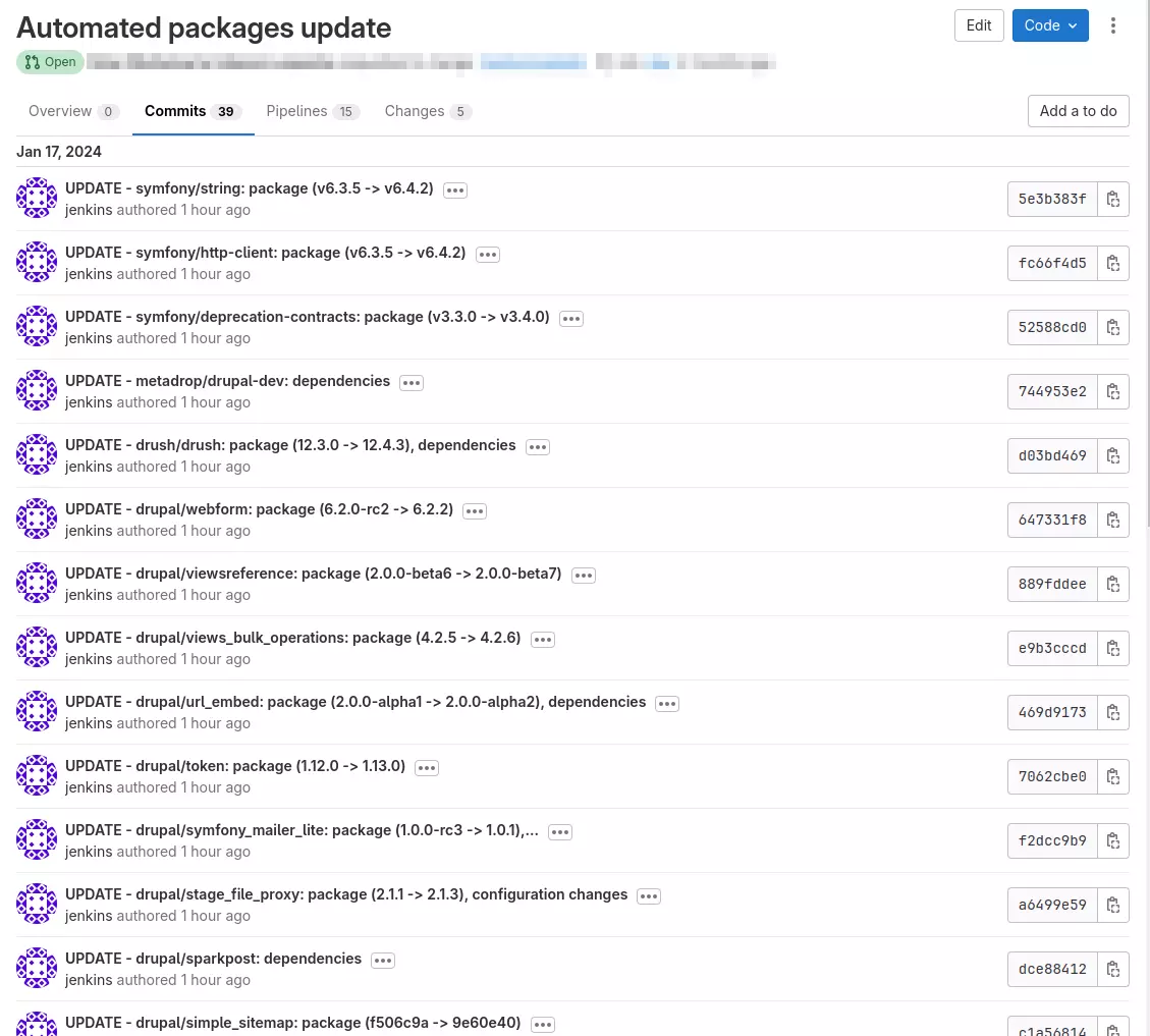 Drupal Updater - Commits