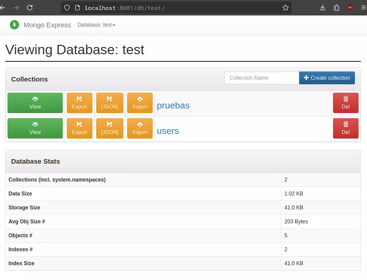 mongodb express panel