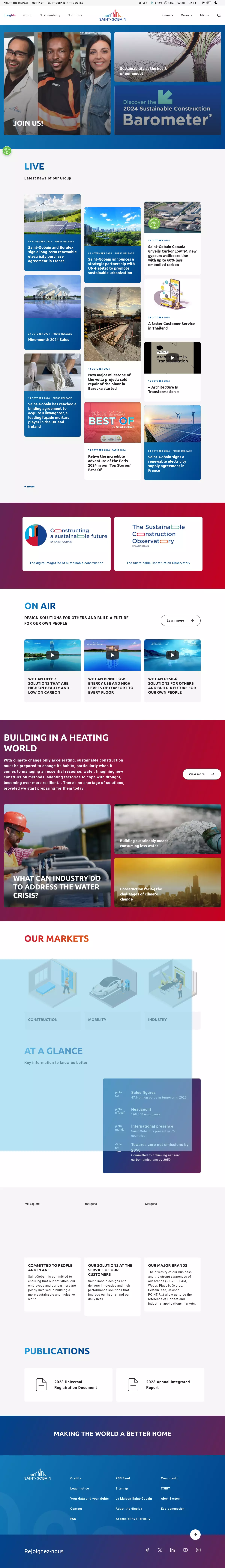 St Gobain Homepage Desktop