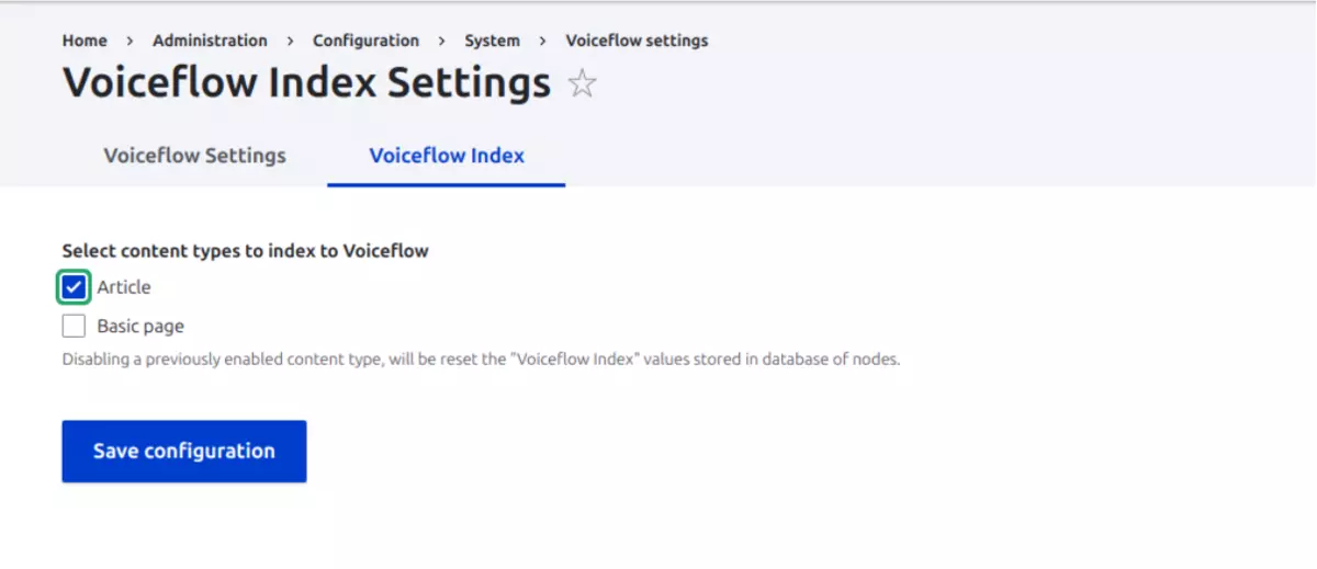 Voiceflow index settings