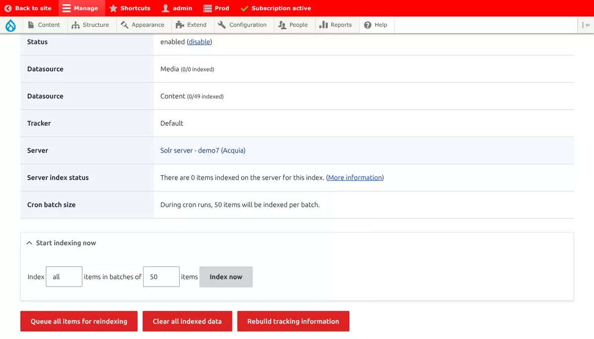 Solr9 upgrade - Drupal rebuild tracking information