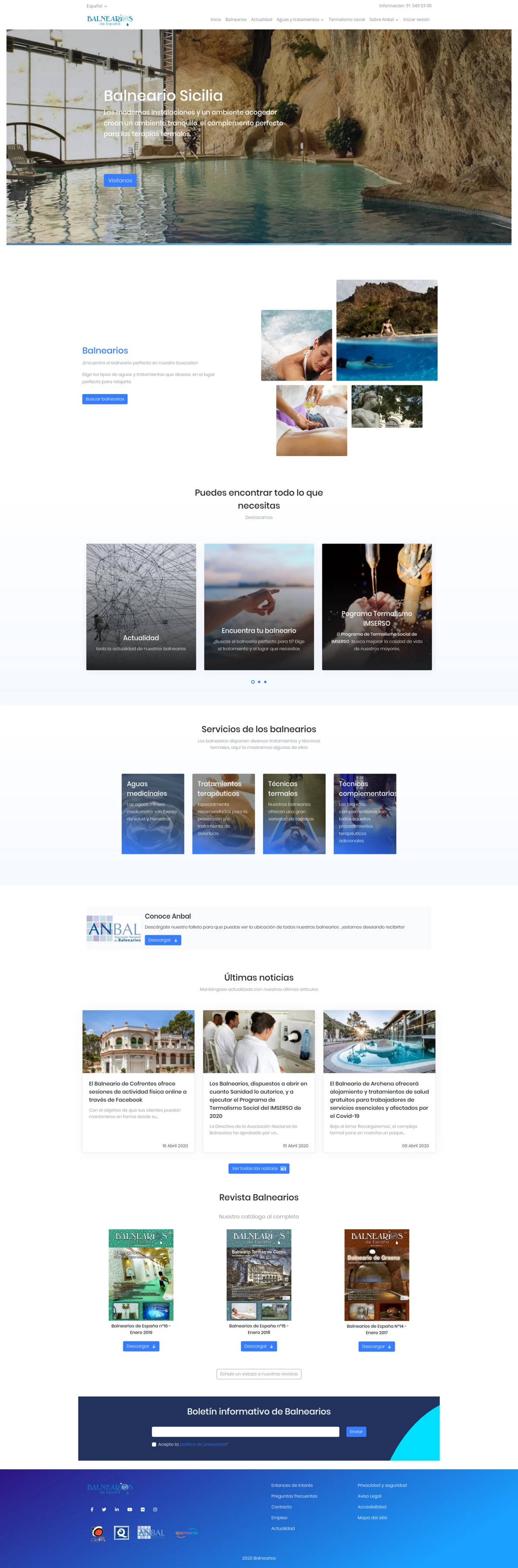 Balnearios main page