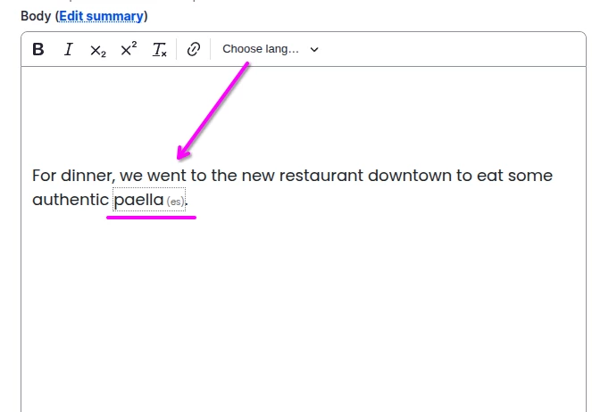Language selector CKEditor