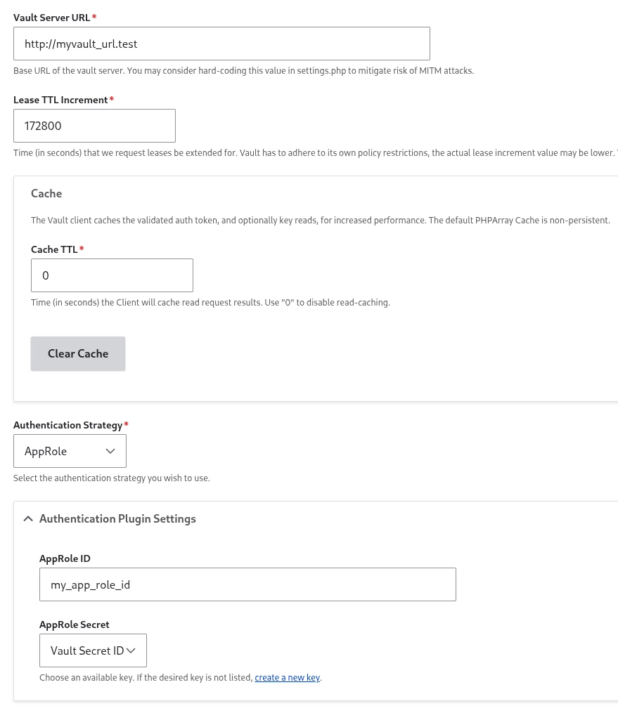 Vault configuration form