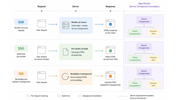 Rendering strategies: SSR, SSG, ISR and the App Router