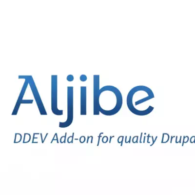 Aljibe logo with the caption "DDEV Add-on for quality Drupal projects"