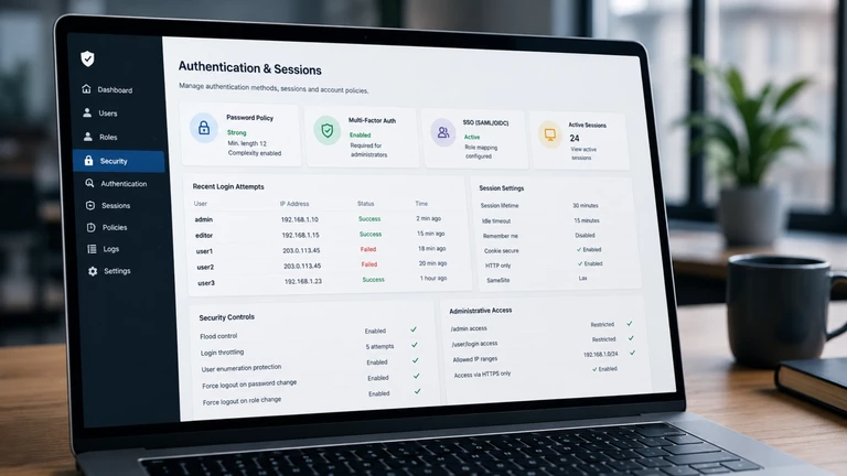 Sessions, authentication and account policy